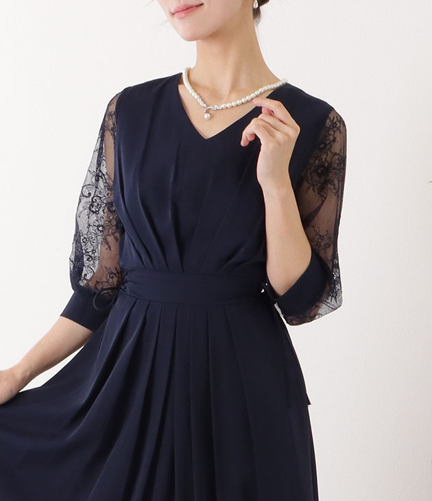 Lace Ladies（レースレディース） 花柄 レース サイド リボン Vネック