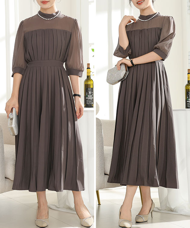 PLATS PLEATS 青 プリーツ 半袖 ロングワンピース PLATS PLEATS 青 プリーツ 半袖 ロングワンピース