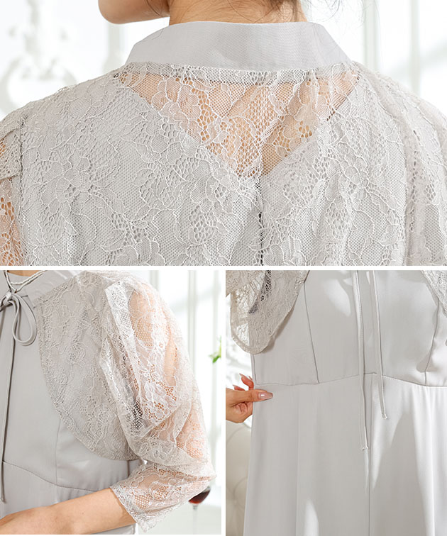 2WAYレースボレロ×Aラインノースリーブワンピース Lace Ladies 2WAY レースボレロ付き Aライン ベーシック ロング