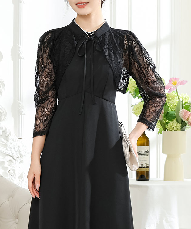 Lace Ladies 2WAY レースボレロ付き Aライン ベーシック ロング