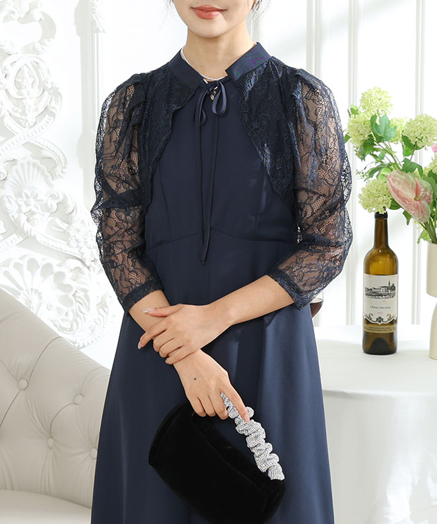 2WAYレースボレロ×Aラインノースリーブワンピース Lace Ladies 2WAY レースボレロ付き Aライン ベーシック ロング