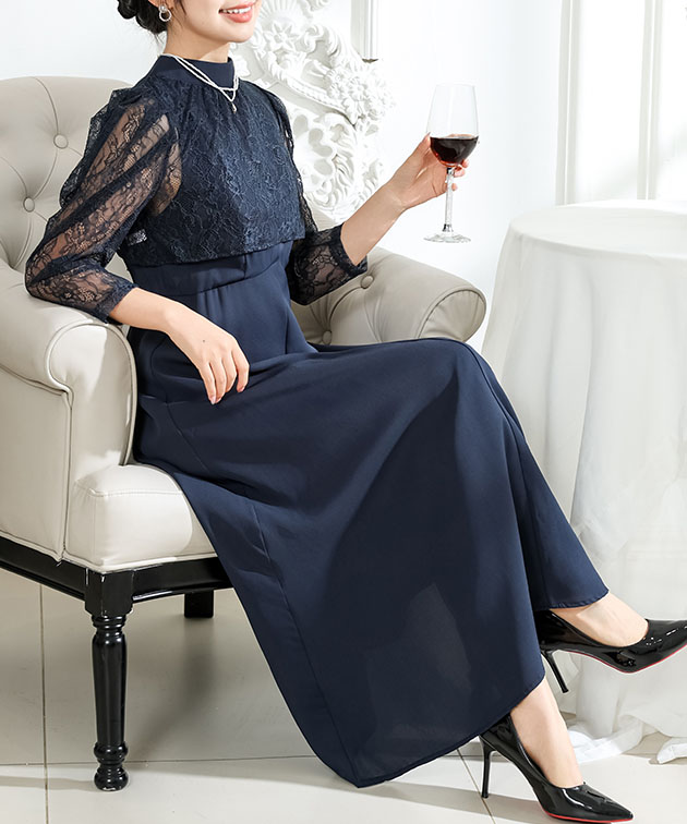 Lace Ladies 2WAY レースボレロ付き Aライン ベーシック ロング