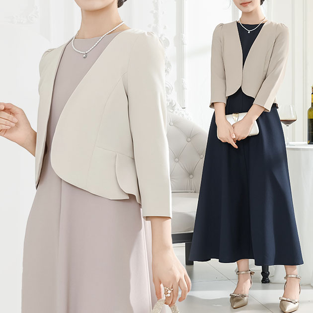 Levilan ノーカラージャケット ワンピース　セットアップ　9号 Lace Ladies 【2点セット】 ノーカラー ジャケット付き Aライン