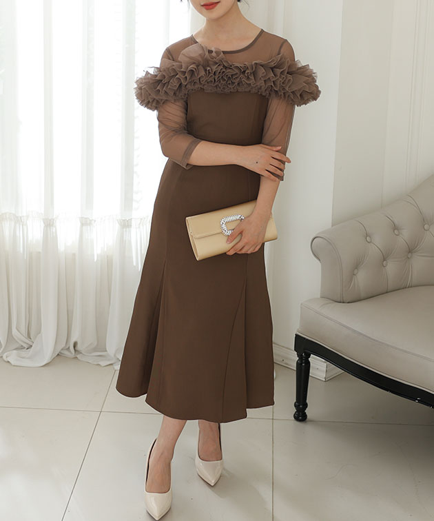 Lace Ladies（レースレディース） チュールフリル シアー 切り替え