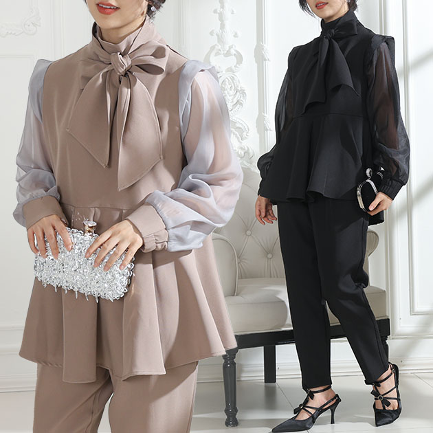 Lace Ladies（レースレディース） スタンドカラー ボウタイリボン