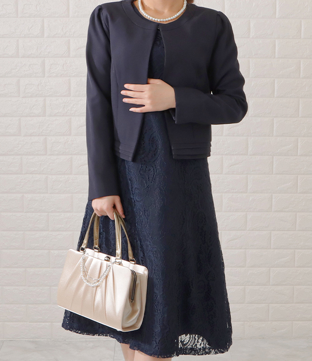 Lace Ladies ノーカラージャケット&総レース半袖ワンピース