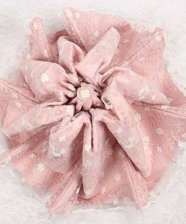 【えぃち】総刺繍ピンク日傘　パラソル綿麻　花柄 Lace Ladies（レースレディース） 晴雨兼用 小花柄 刺繍 レース