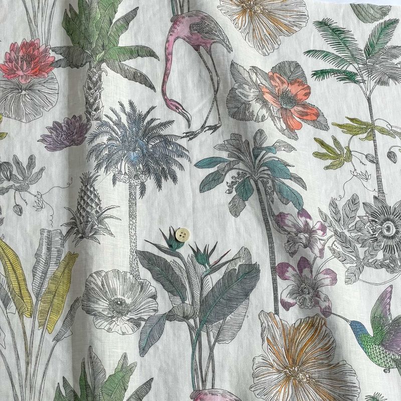 LIBERTYリバティプリント 国産フランダースリネン生地＜Darwin's Journey＞(ダーウィンズ・ジャーニー)【マルチカラー