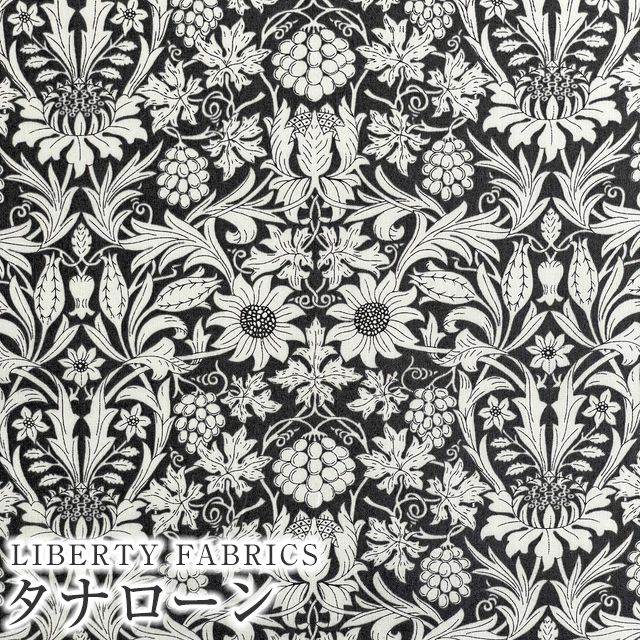 LIBERTYリバティプリント 国産タナローン生地(エターナル)＜Mortimer＞(モーティマー)【すみ黒地】3638025XE｜merci-fabric