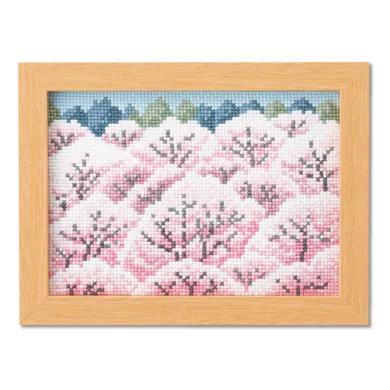 刺しゅうキット(専用額付き) 4月桜山景色 12ヶ月の小さな花風景(マリー