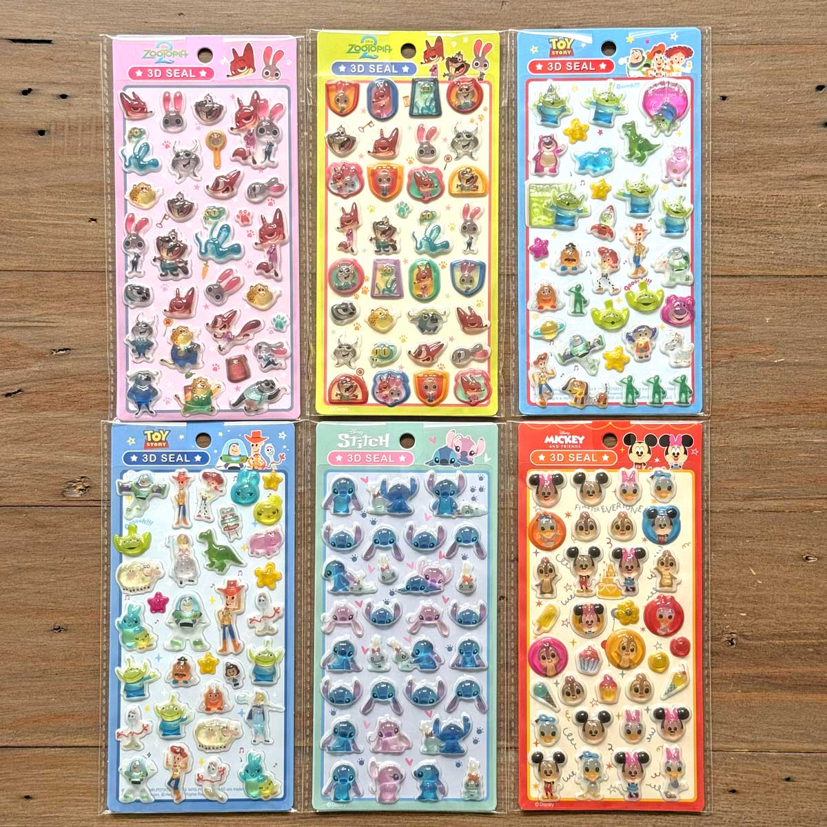 公式ライセンス商品】ディズニーぷっくり3Dシール6枚セット ぷくぷく
