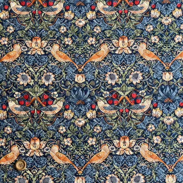 moda fabrics William Morris ウィリアムモリス シーチングキルティング生地＜Strawberry Thief＞(ストロベリースィーフ)＜MULTIC BLUE(マルチックブルー)＞｜merci-fabric｜02