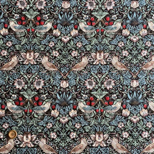 moda fabrics William Morris ウィリアムモリス シーチングキルティング生地＜Strawberry Thief＞(ストロベリースィーフ)＜EMERALD(エメラルド)＞｜merci-fabric｜02