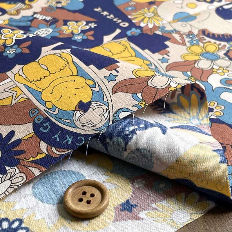 ビリケンさん 40ブロード生地 BILLIKEN ART FABRIC グリーン×イエロー/パープル×ピンク/オレンジ×ブラウン/ネイビー×イエロー/ホワイト BLK-110-1 |  | 10