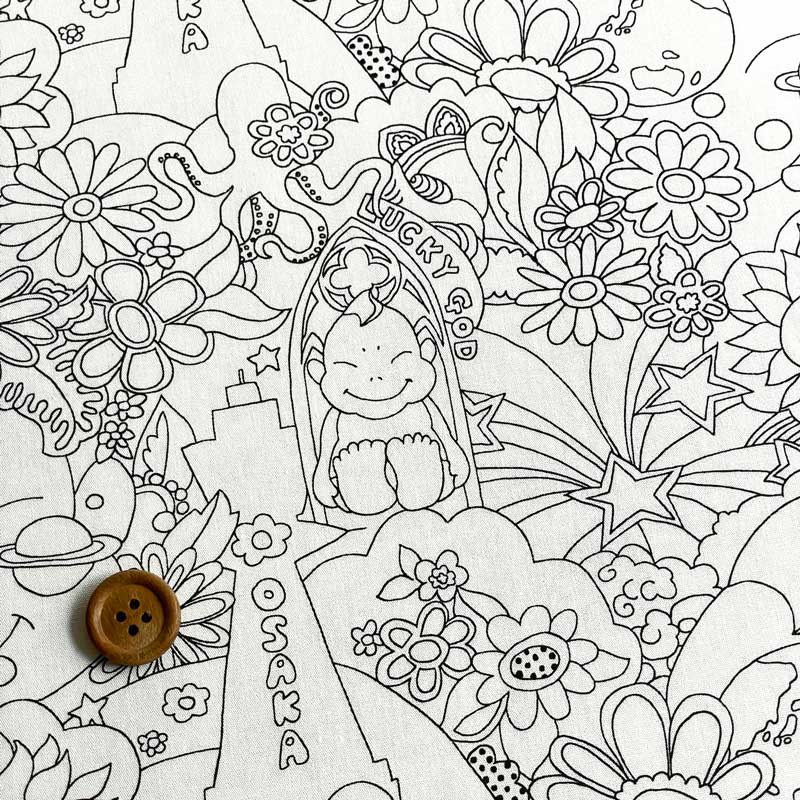 ビリケンさん 40ブロード生地 BILLIKEN ART FABRIC グリーン×イエロー/パープル×ピンク/オレンジ×ブラウン/ネイビー×イエロー/ホワイト BLK-110-1 |  | 12