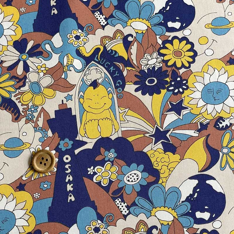 ビリケンさん 40ブロード生地 BILLIKEN ART FABRIC グリーン×イエロー/パープル×ピンク/オレンジ×ブラウン/ネイビー×イエロー/ホワイト BLK-110-1 |  | 09
