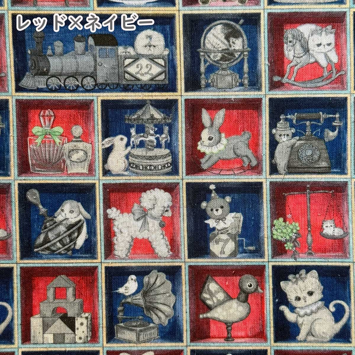 yukiemonユキエモン「TOYナイトボックス」綿麻シーチング生地デジタル