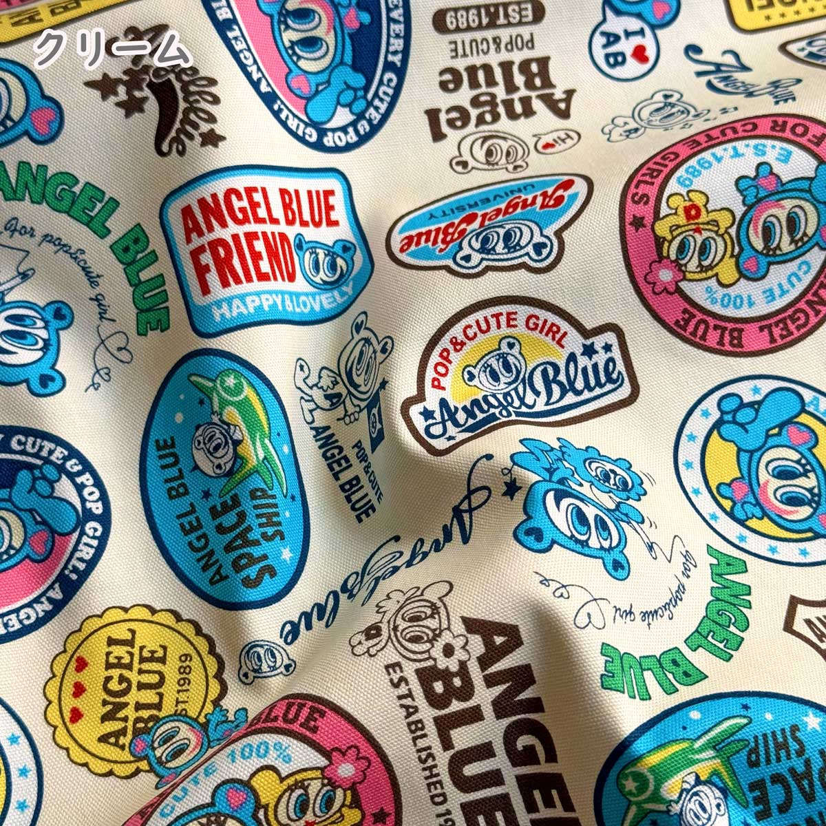 エンジェルブルー ワッペン柄 オックス サックス/クリーム(ANGELBLUE