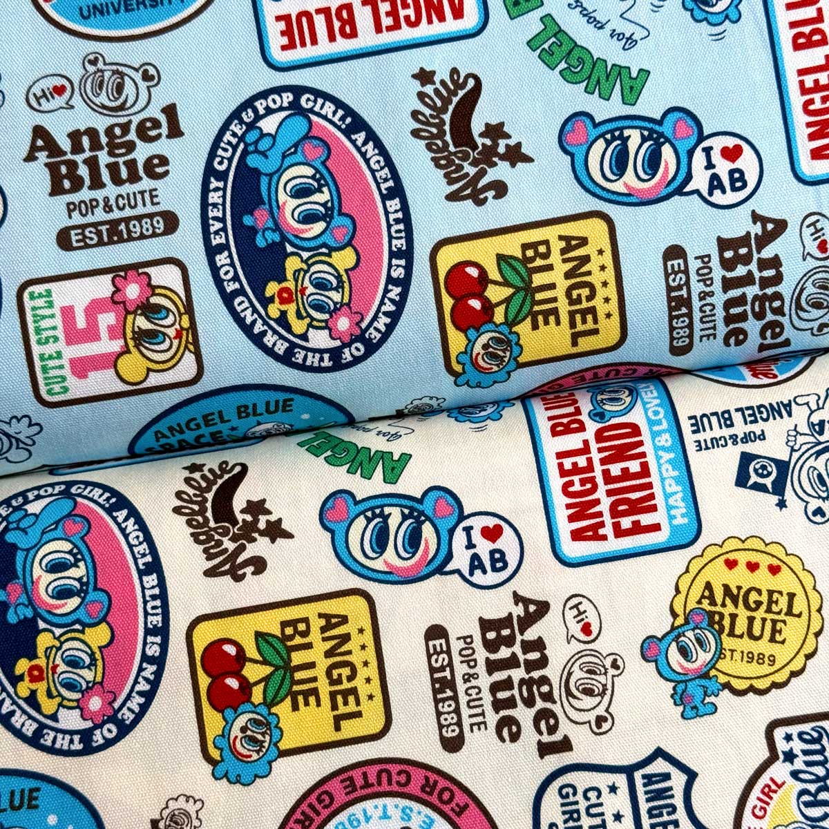 エンジェルブルー ワッペン柄 オックス サックス/クリーム(ANGELBLUE