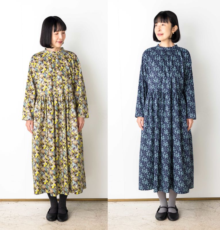 リバティプリント「MERCI × May Me × LIBERTY FABRICS」パターンオーダー ワンピース タナローン使用 M/L 日本製  MayMe-OnePiece