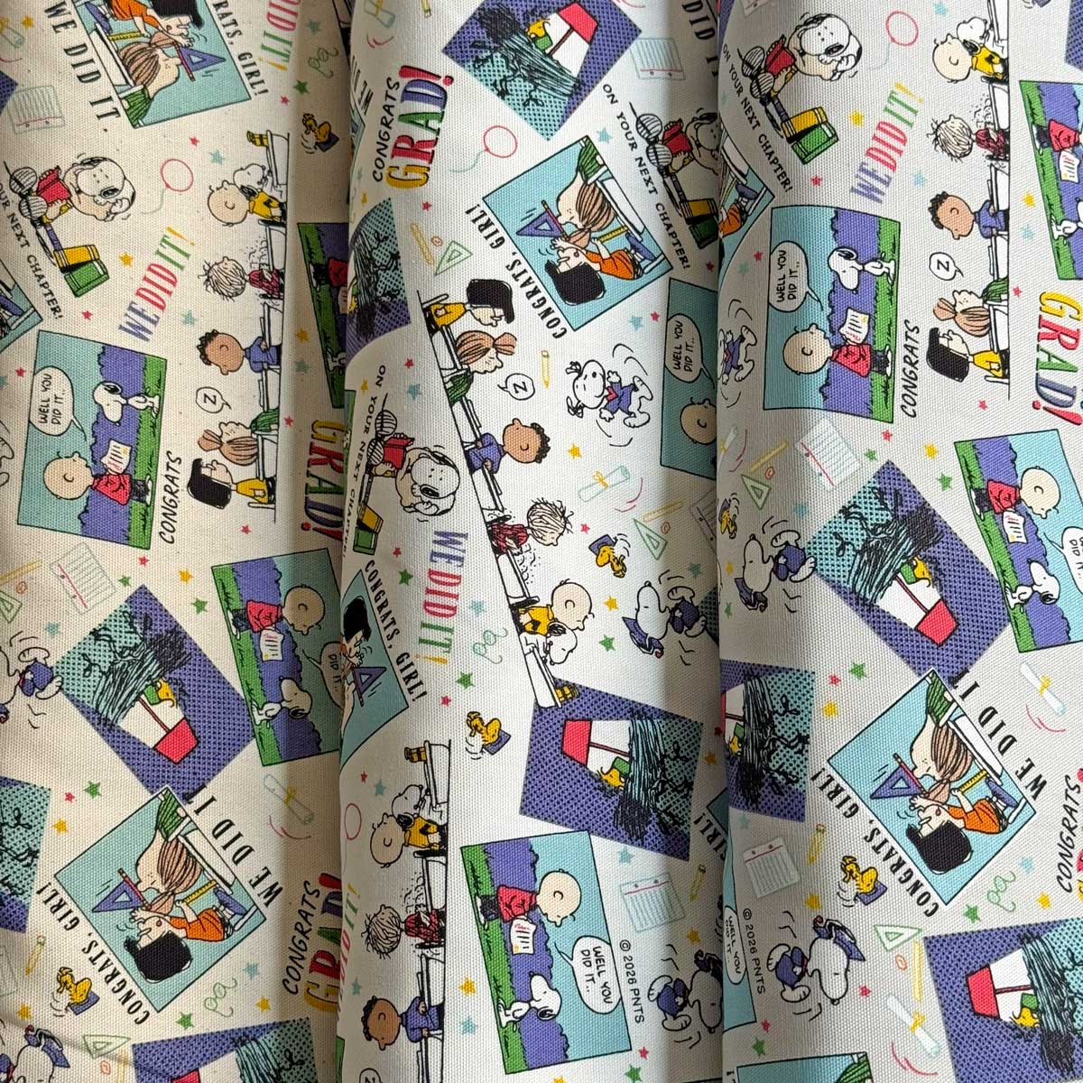 スヌーピーSNOOPY ピーナッツ スクールズアウト柄 オックス生地