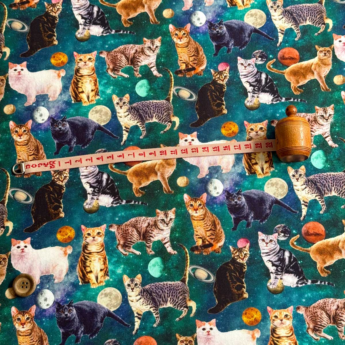 ねこ柄 Day Dream Cat 宇宙にさまよえる猫 動物 シーチング生地 nora