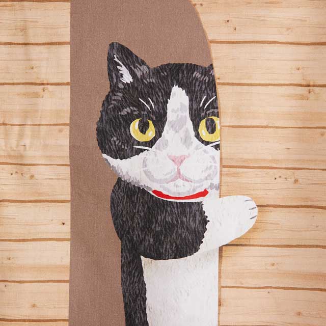 HOME DECO ひょっこり 壁からひょっこり猫たち シーチング生地