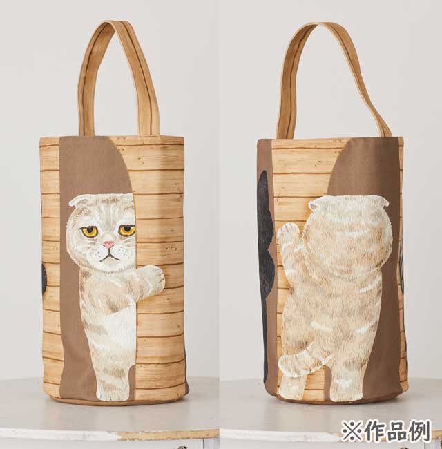 HOME DECO ひょっこり 壁からひょっこり猫たち シーチング生地 飾る