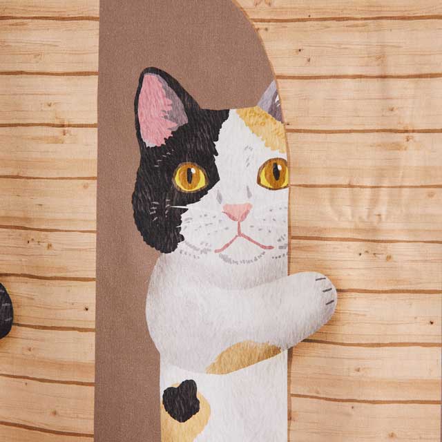 HOME DECO ひょっこり 壁からひょっこり猫たち シーチング生地 飾る