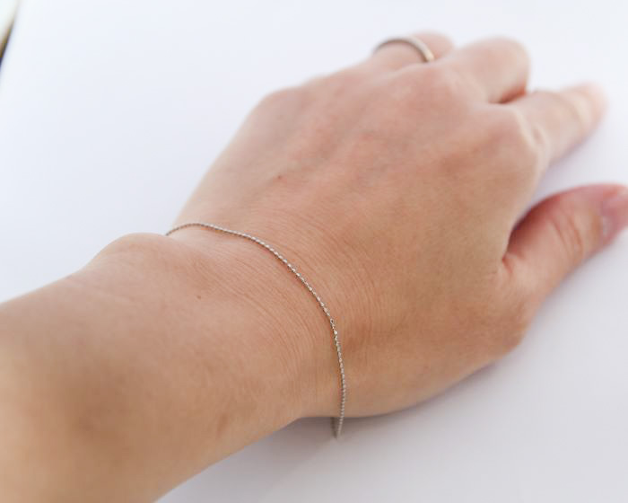 ブレスレット チェーン カットボール プラチナ Pt850 0.8mm幅 15cm