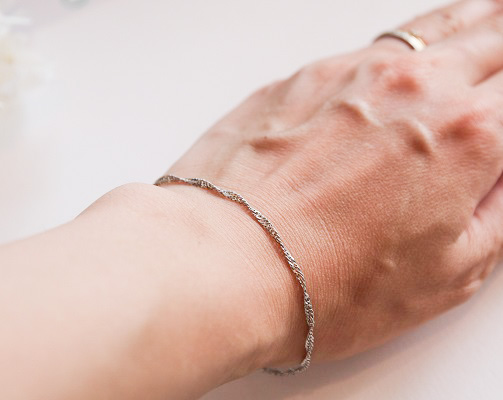 ブレスレット チェーン スクリュー プラチナ Pt850 0.33φ×2.0mm幅 15cm