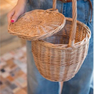 POSH LIVING（ポッシュリビング） ウィッカーバスケット ふた付 S