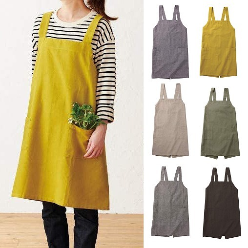 エプロン バッククロスエプロン イエロー カーキ ブラック 黒 ソル