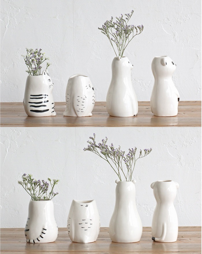 Creer フラワーベース シナリーベース Sceneryvase 花瓶 動物 ねこ