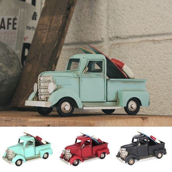 ノスタルジックデコ トラック ライトブルー レッド ブラック レトロ