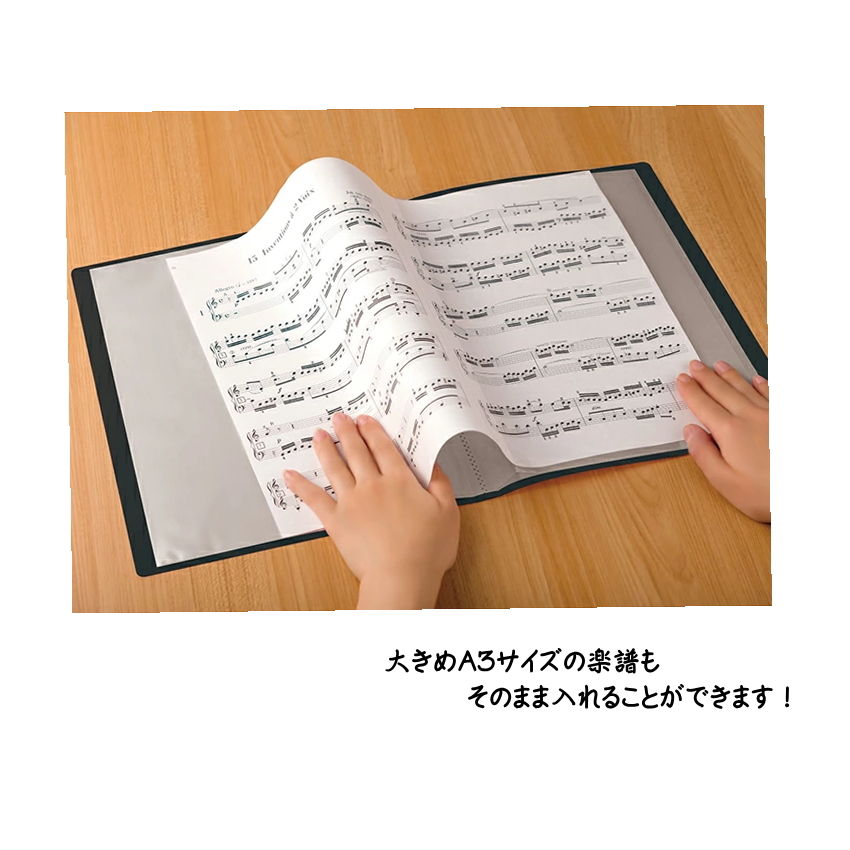 クリアブック A4サイズ 16ポケット Classic line クラシックライン A4五線紙20枚 手提げ袋付き 楽譜の持ち運びに便利 A4 A3サイズ バンドファイル |  | 03