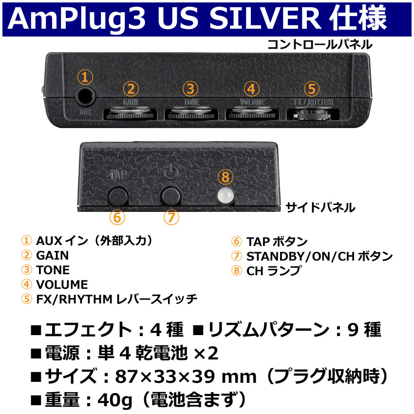 VOX ヘッドホンアンプ amPlug3 US Silver ヘッドホンセット アンプラグ AP3-US｜merry-net｜04