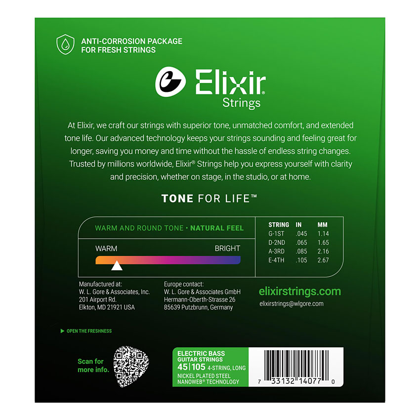 Elixir（エリクサー） ベース弦 14077 NANOWEB 45-105 1セット