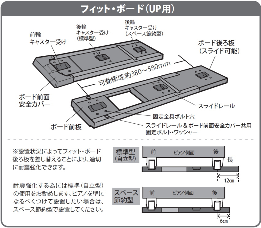 地震対策 ピアノ転倒防止 フィットボード アップライトピアノ用 耐震器具