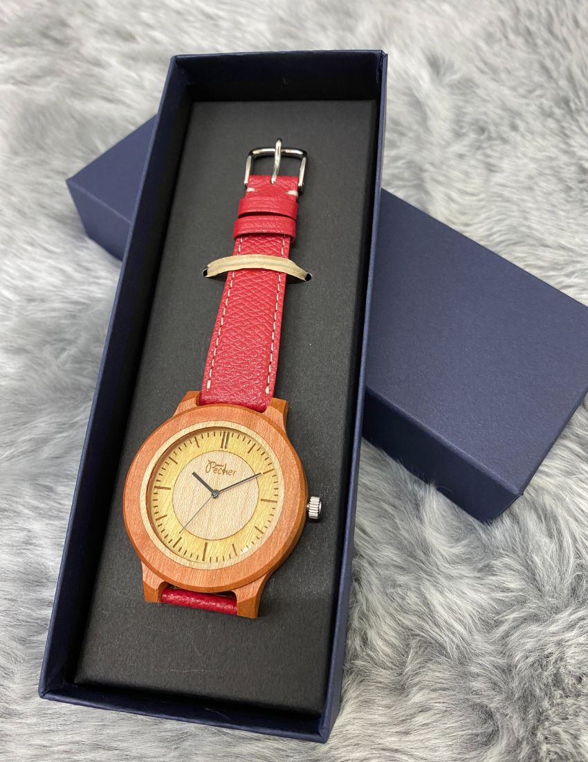 工房ペッカー 腕時計 プレミアムタイプ UT-2HY-PI ピンクアイボリー おしゃれ腕時計 贈り物 父の日 母の日 お誕生日クリスマス 旭川クラフト Pecker 工房ペッカー 腕時計 国産クラフト