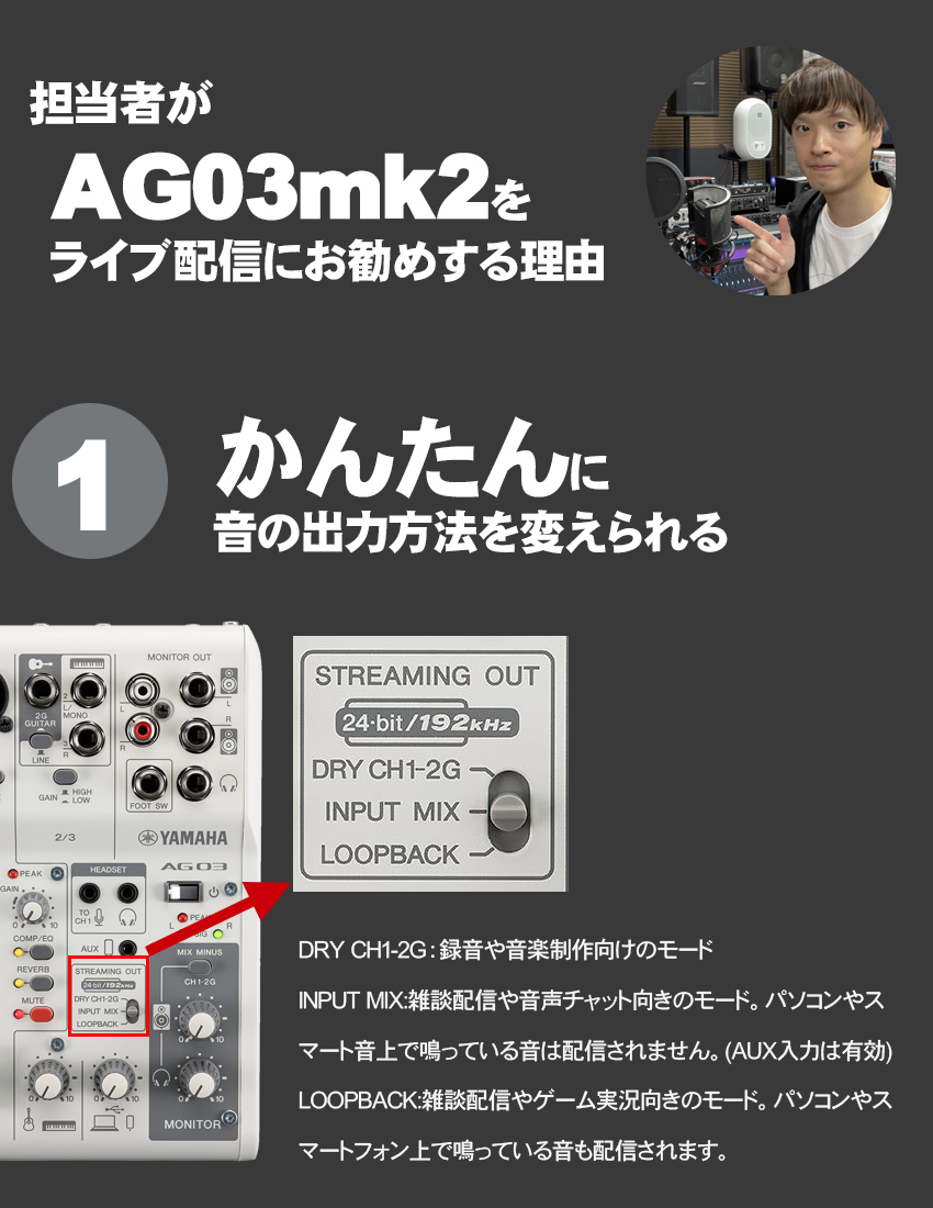YAMAHA AG03MK2 / iPhone接続ケーブルセット Lightning変換ケーブル 