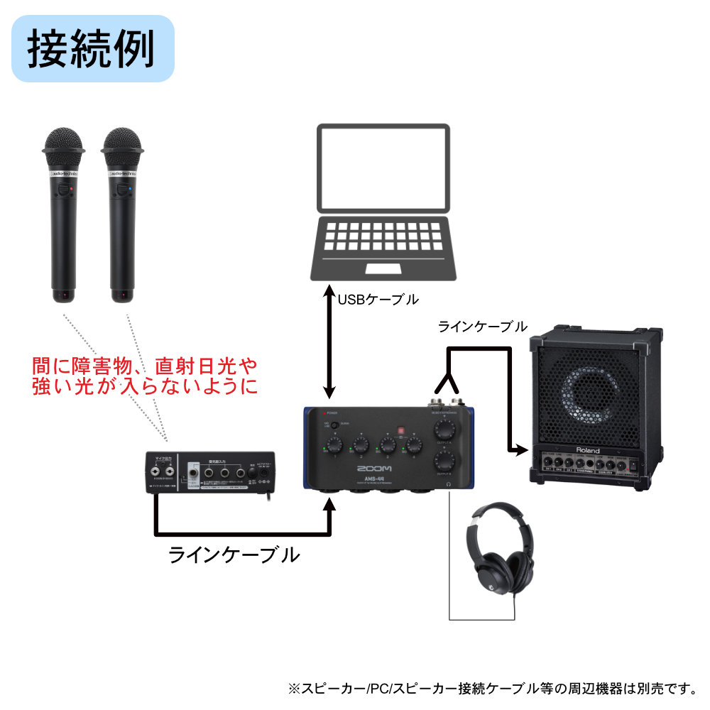 ZOOM AMS-44 ワイヤレスマイク2本セット(赤外線) WEB会議向き