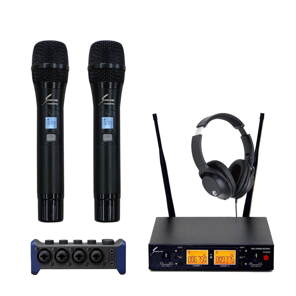 ZOOM AMS-44 WEB会議向けオーディオインターフェイスセット ワイヤレスマイク2本付