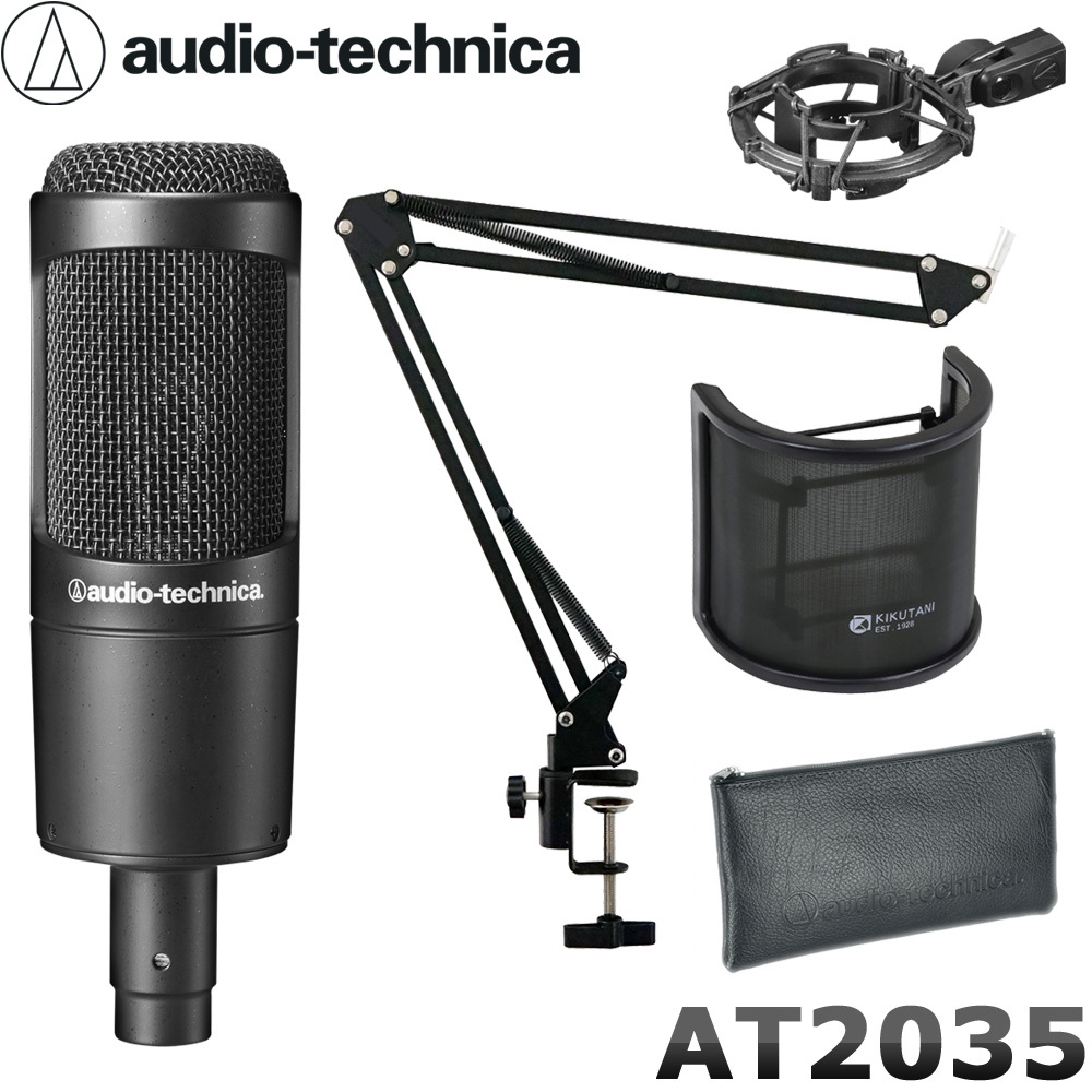 audio-technica AT2035 �R���f���T�[�}�C�N�{�� + �f�X�N�A�[���}�C�N�X�^���h�Z�b�g