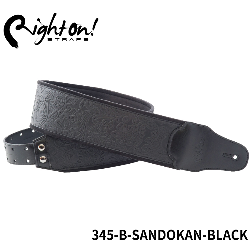 Right On! STRAPS MOJO Series B-SANDOKAN Black ギターストラップ