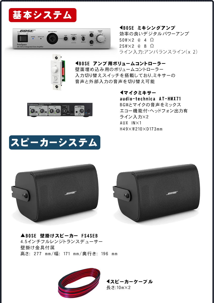 BOSEスピーカー (黒) カラオケセット ボリュームコントローラー付き　ワイヤレスマイク2本付き｜merry-net｜02