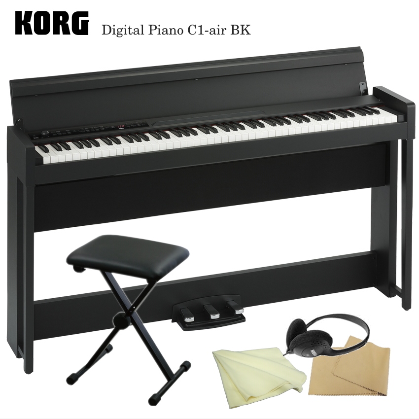 コルグ KORG C1 AIR WBK 電子ピアノ ピアノマット(グレイ)付きセット