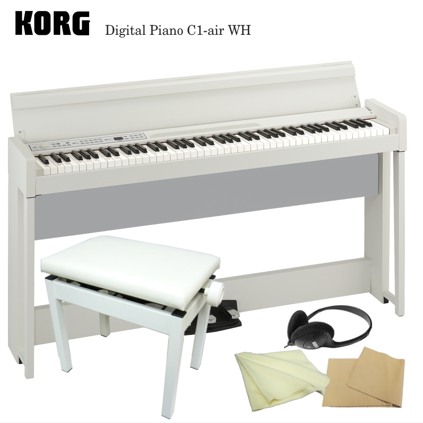 コルグ 電子ピアノ C1-air ホワイト「角形ピアノ椅子付」KORG C1-air WH【Bluetooth対応】｜merry-net