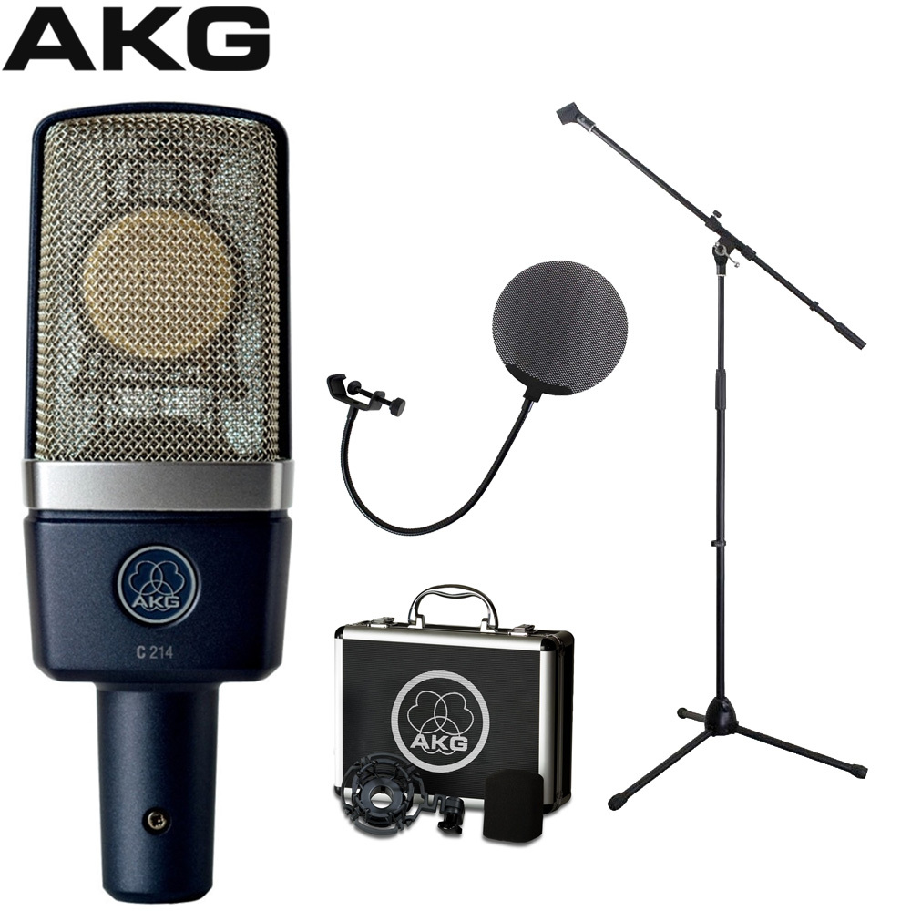 AKG コンデンサーマイク C214 + ブームマイクスタンド・ポップ