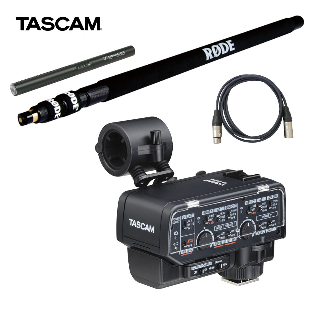 TASCAM CA-XLR2d-AN カメラ用ミキサー + ガンマイク + ブームポールセット